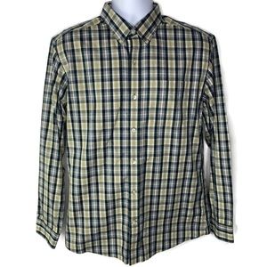 Eddie Bauer Classic Fit Green Plaid Wrinkl…